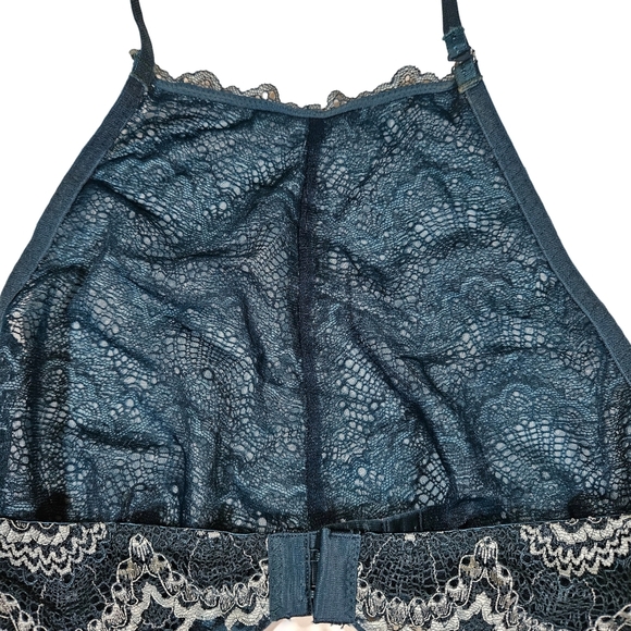 Free People Intimates Lace Halter Bralette With Underwire,  Dark Teal, Medium - Picture 8 of 16